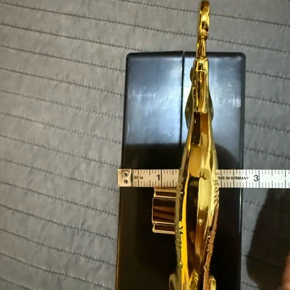 Plastic Black Clutch with Gold Leopard Handle - Picture 10 of 12